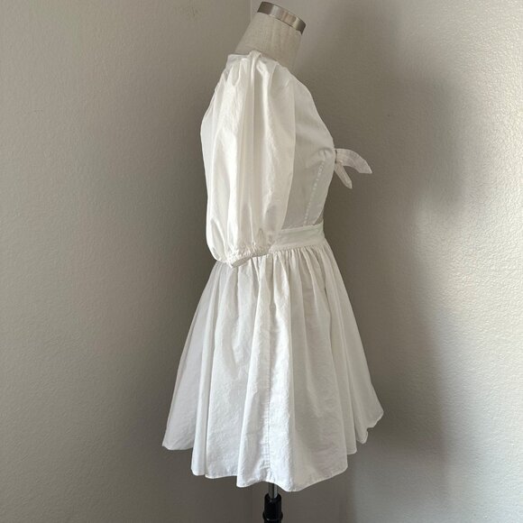 Rotate Birger Christensen Organic Cotton A Line Mini Dress Cutout Minimalist Whi - Picture 7 of 15